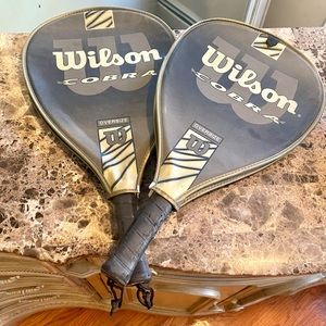 Vintage Wilson Cobra Bundle of 2 Tennis Racquets W/Covers